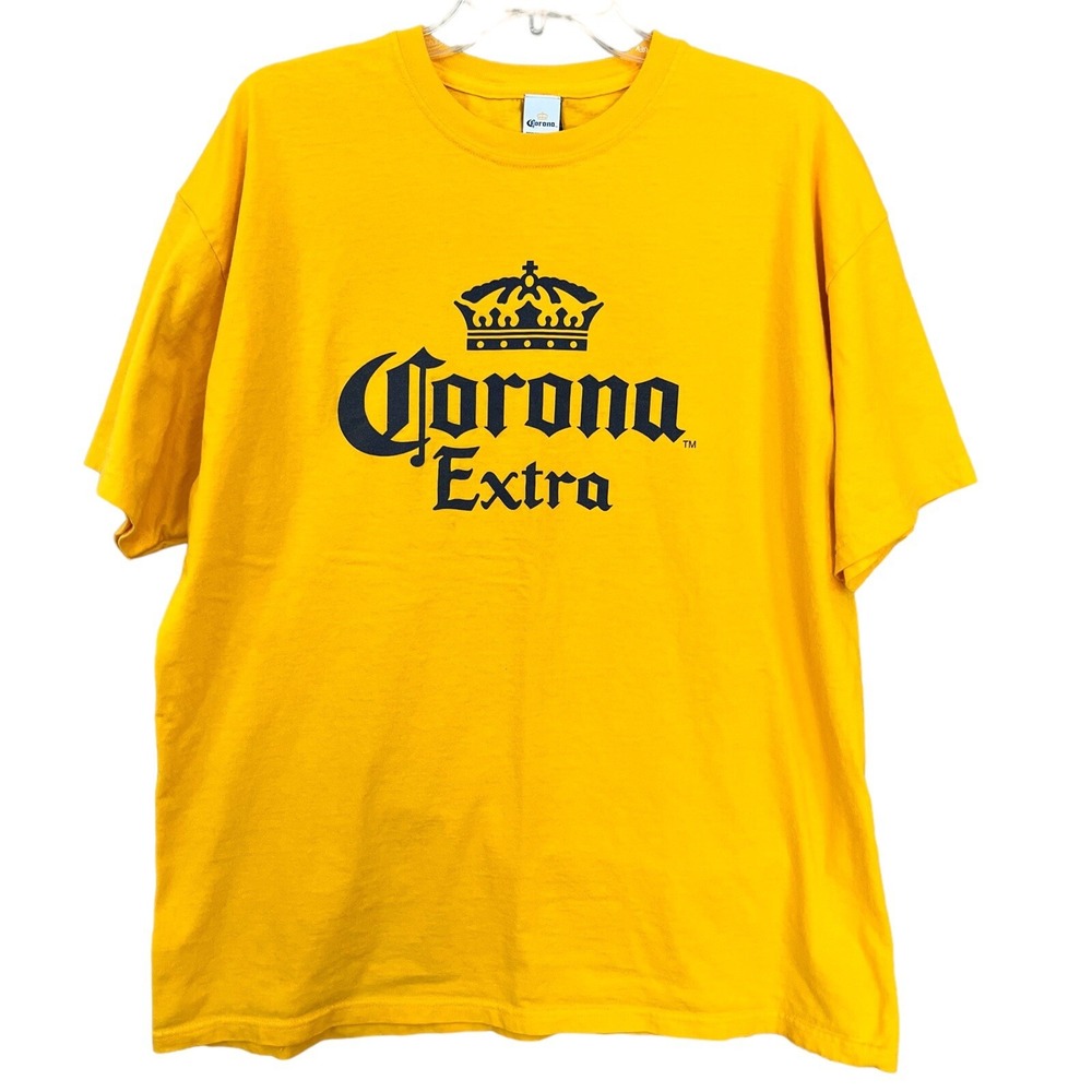 Corona Extra T Shirt Adult XL Yellow Gold Graphic Logo La Vida Mas Fina Beer